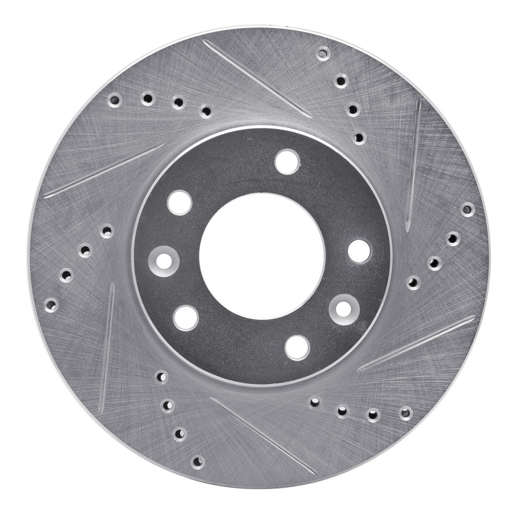 Dynamic Friction 631-21022R - Drilled and Slotted Silver Zinc Brake Rotor