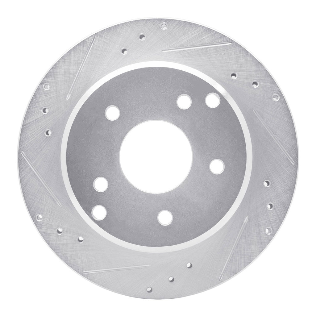 Dynamic Friction 631-47016L - Drilled and Slotted Silver Zinc Brake Rotor
