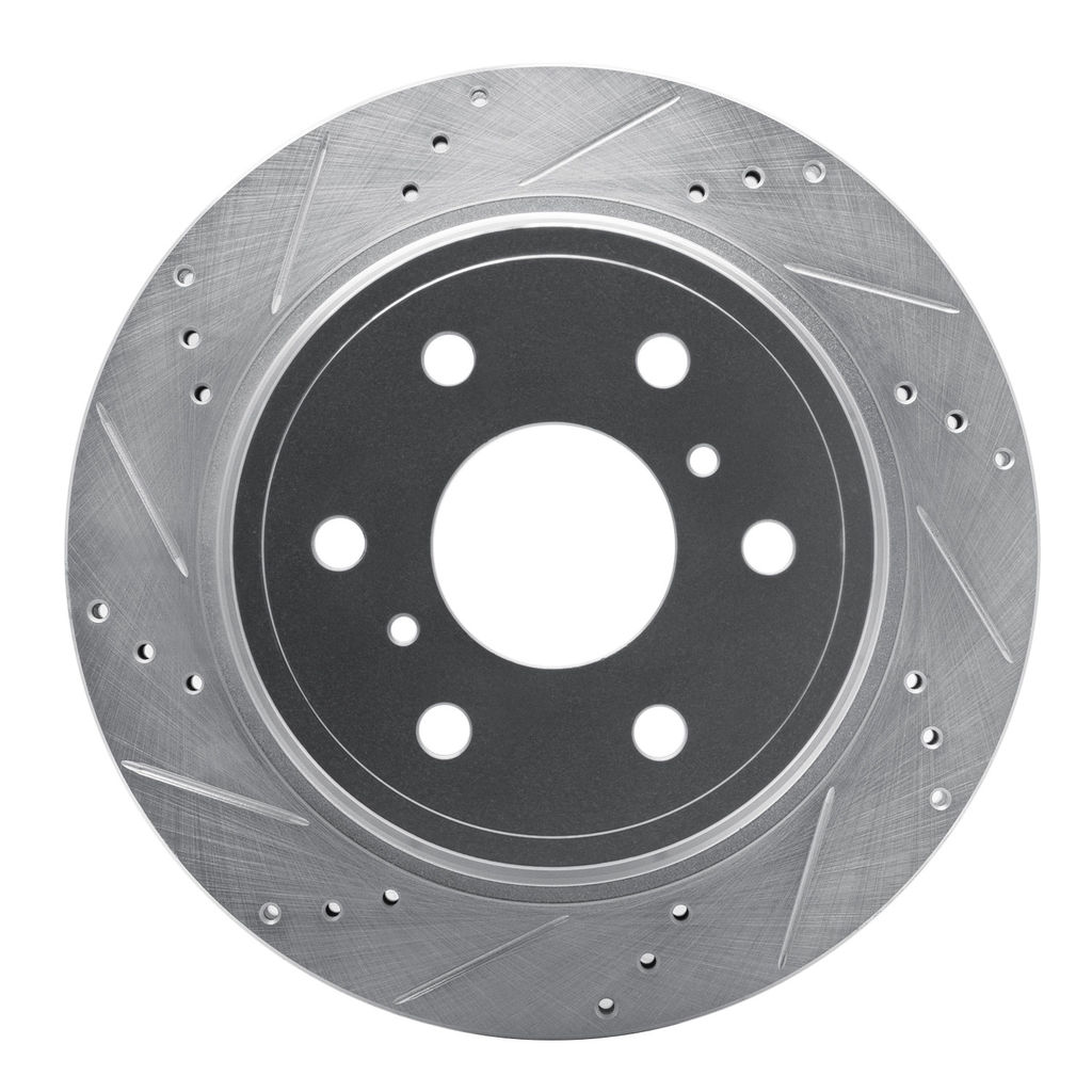 Dynamic Friction 631-48053L - Drilled and Slotted Silver Zinc Brake Rotor
