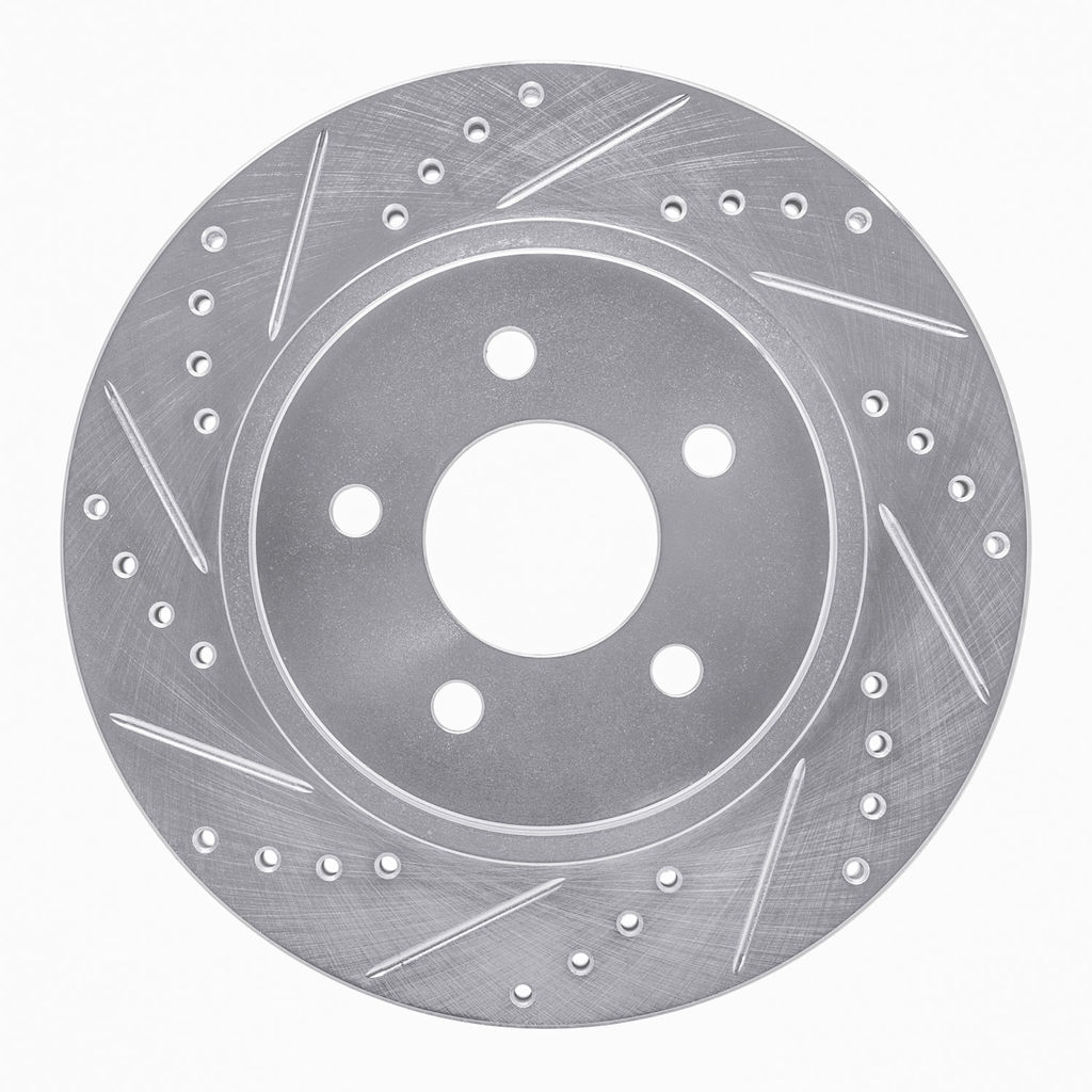 Dynamic Friction 631-54058L - Drilled and Slotted Silver Zinc Brake Rotor
