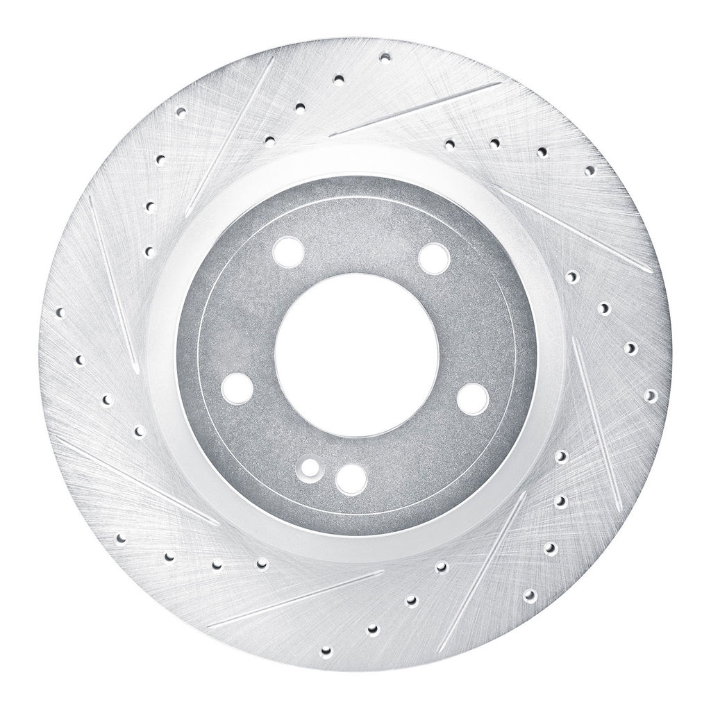 Dynamic Friction 631-63177L - Drilled and Slotted Silver Zinc Brake Rotor