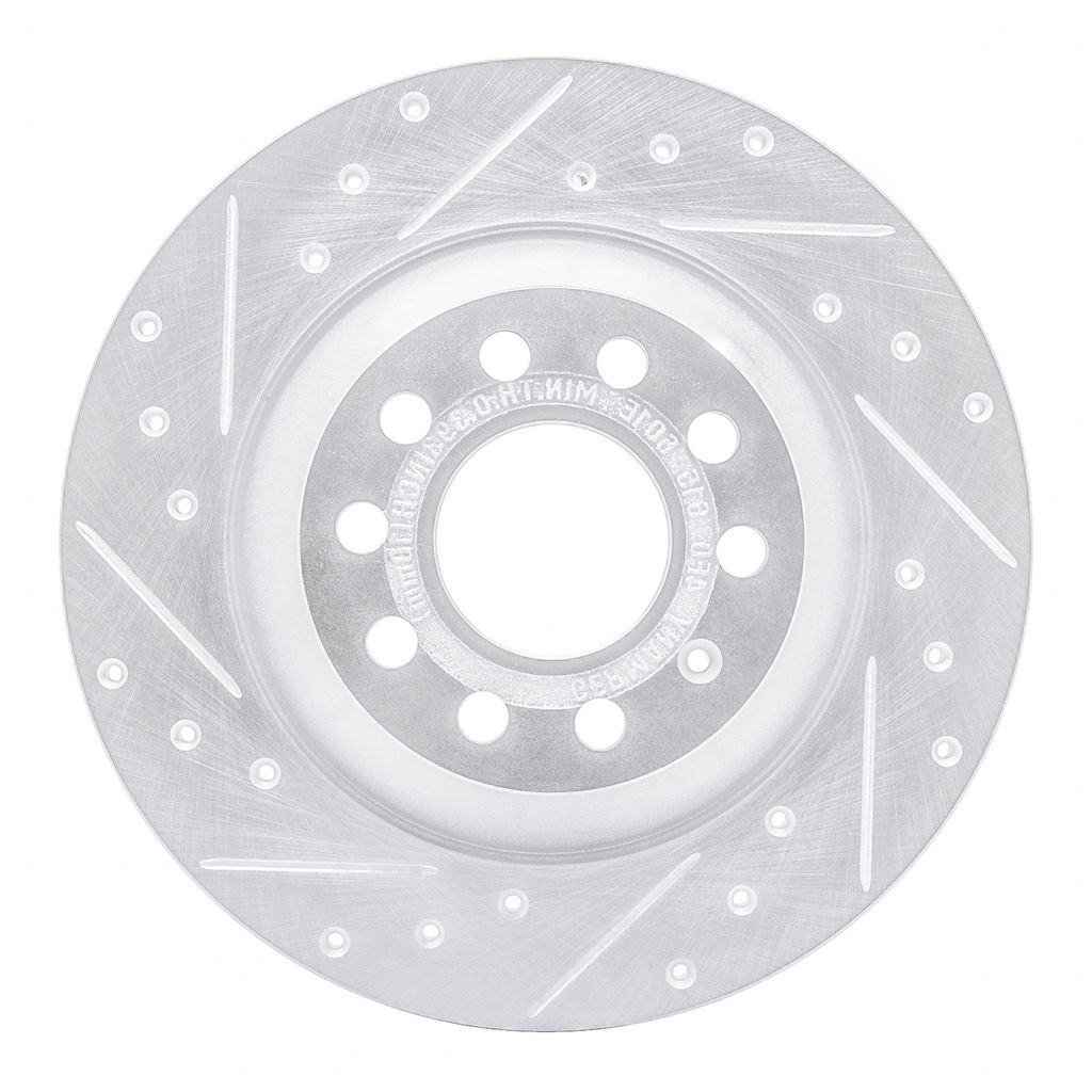 Dynamic Friction 631-73042L - Drilled and Slotted Silver Zinc Brake Rotor