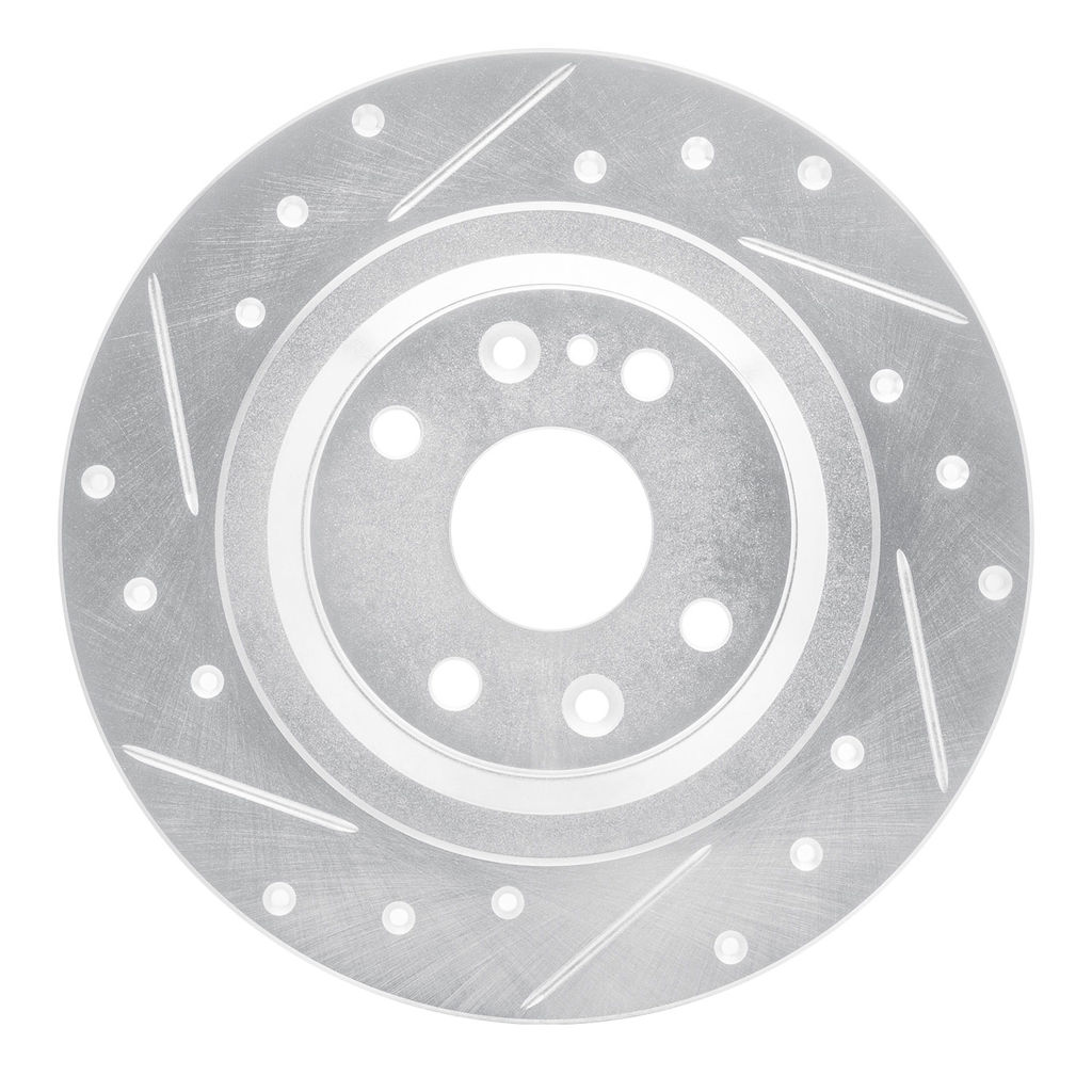 Dynamic Friction 631-80037L - Drilled and Slotted Silver Zinc Brake Rotor