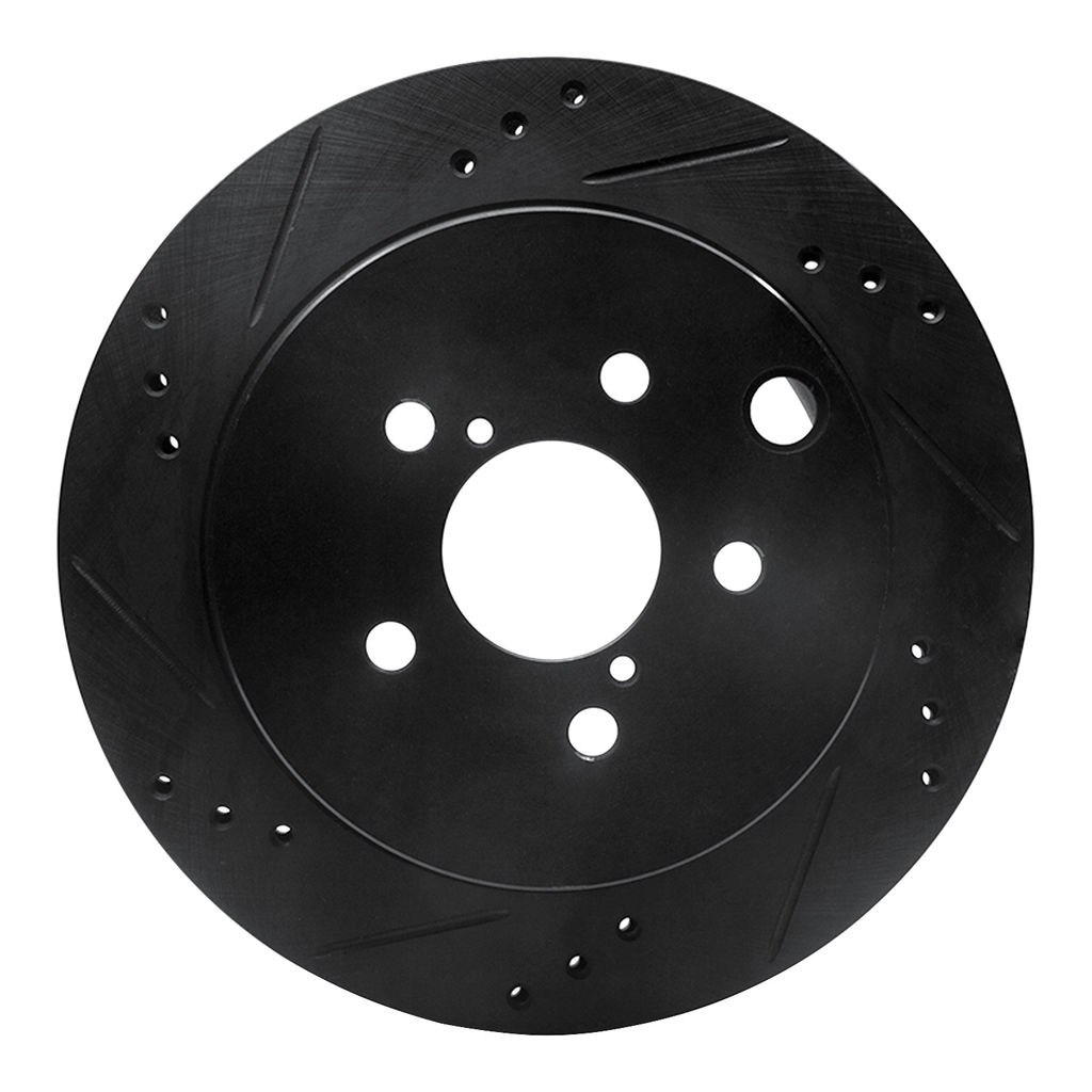 Dynamic Friction 633-13027L - Drilled and Slotted Black Zinc Brake Rotor