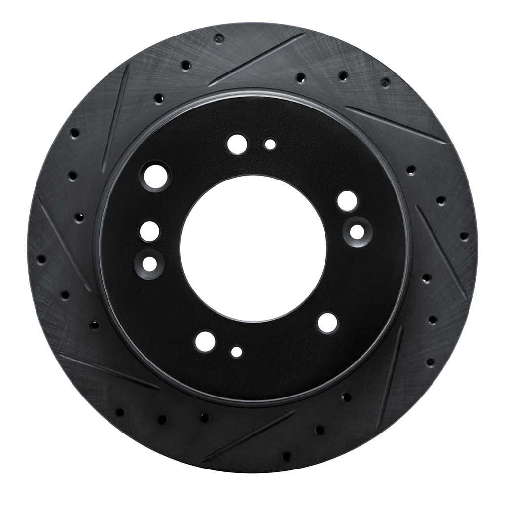 Dynamic Friction 633-21026L - Drilled and Slotted Black Zinc Brake Rotor