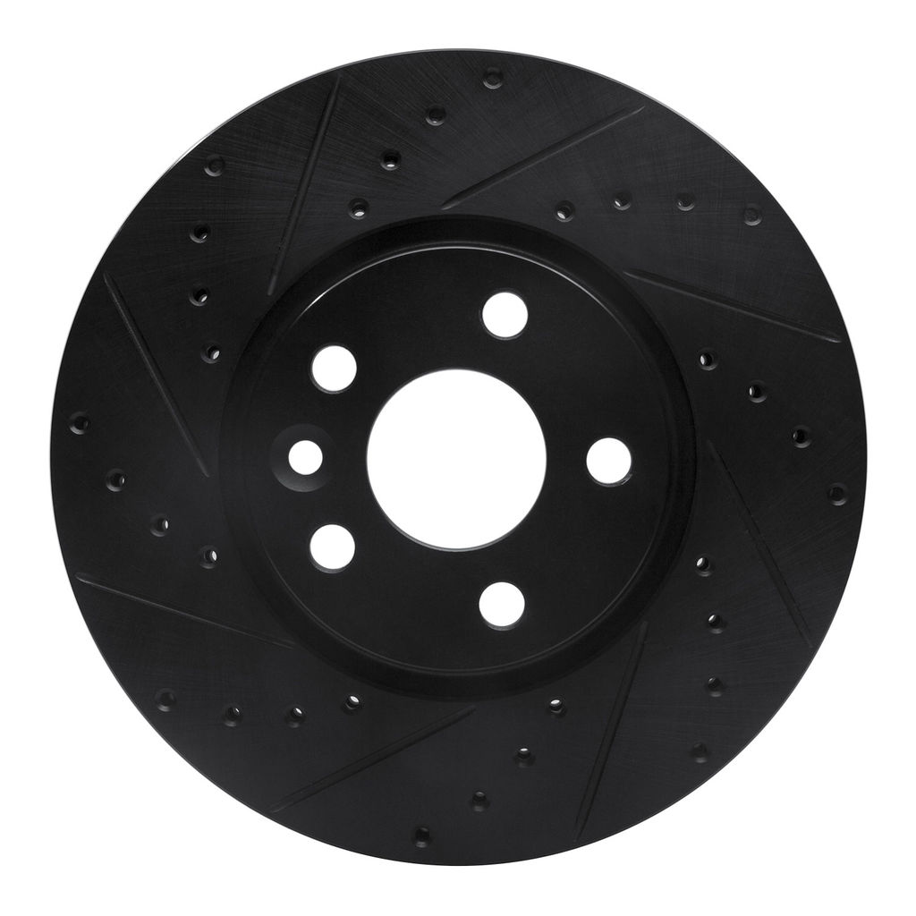 Dynamic Friction 633-27041L - Drilled and Slotted Black Zinc Brake Rotor
