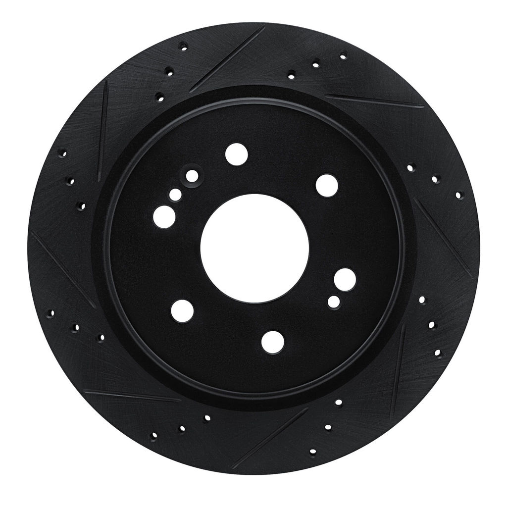Dynamic Friction 633-47081L - Drilled and Slotted Black Zinc Brake Rotor