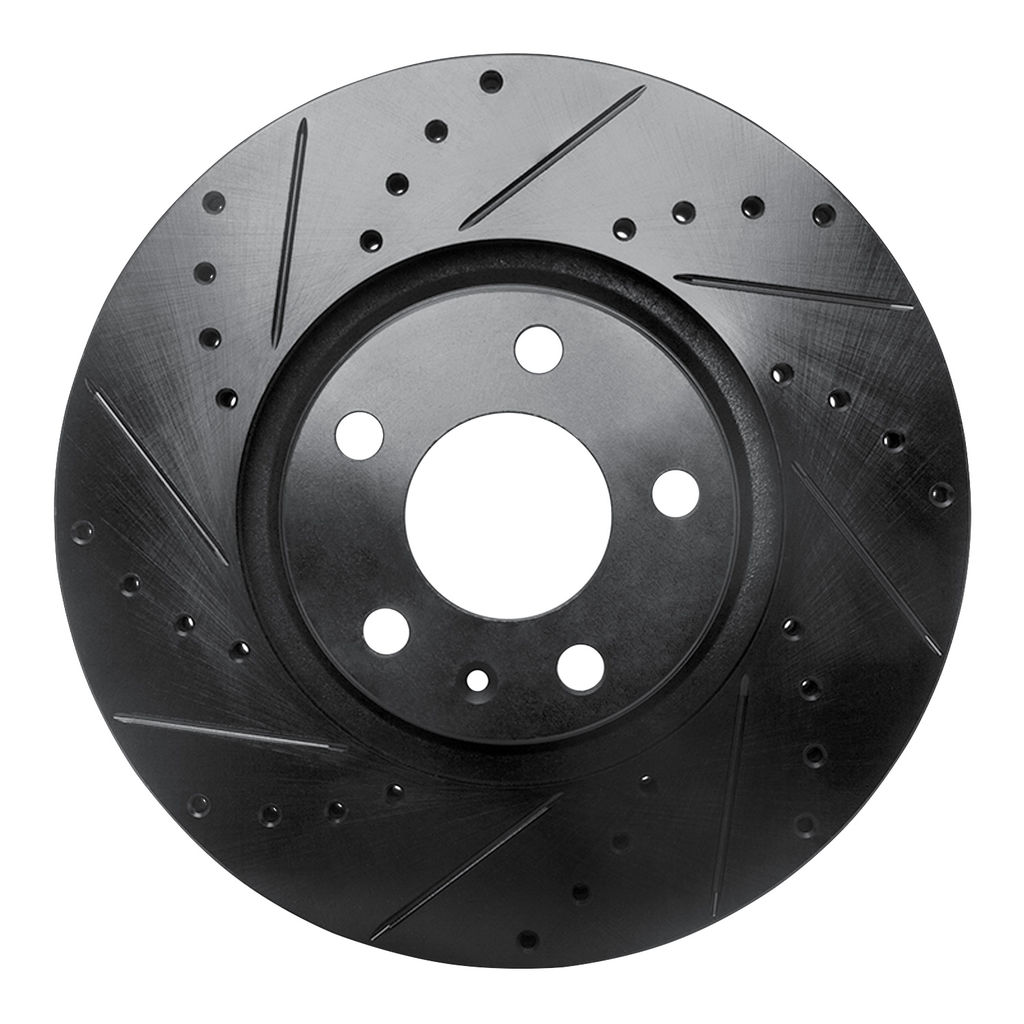Dynamic Friction 633-73047L - Drilled and Slotted Black Zinc Brake Rotor