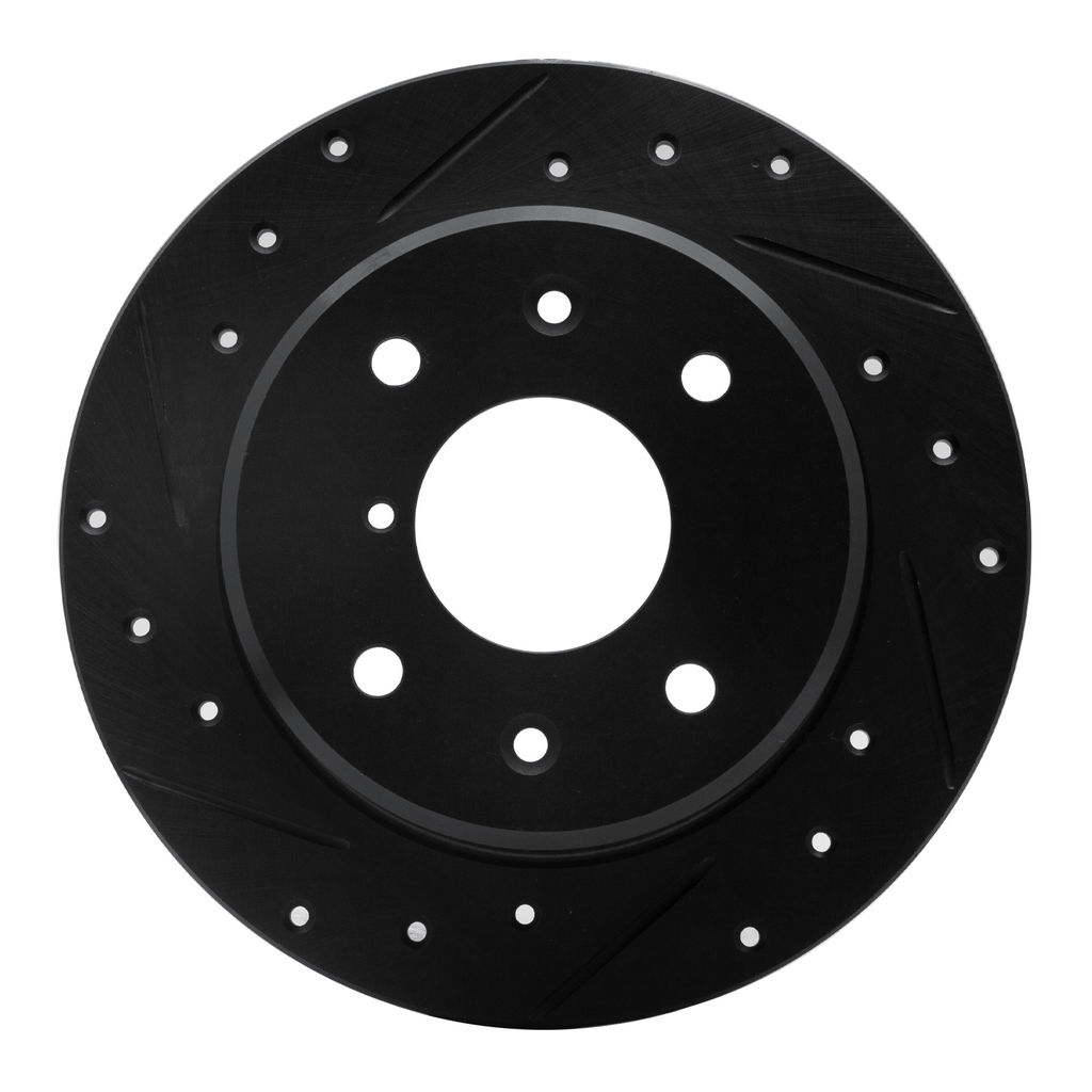 Dynamic Friction 633-80014L - Drilled and Slotted Black Zinc Brake Rotor