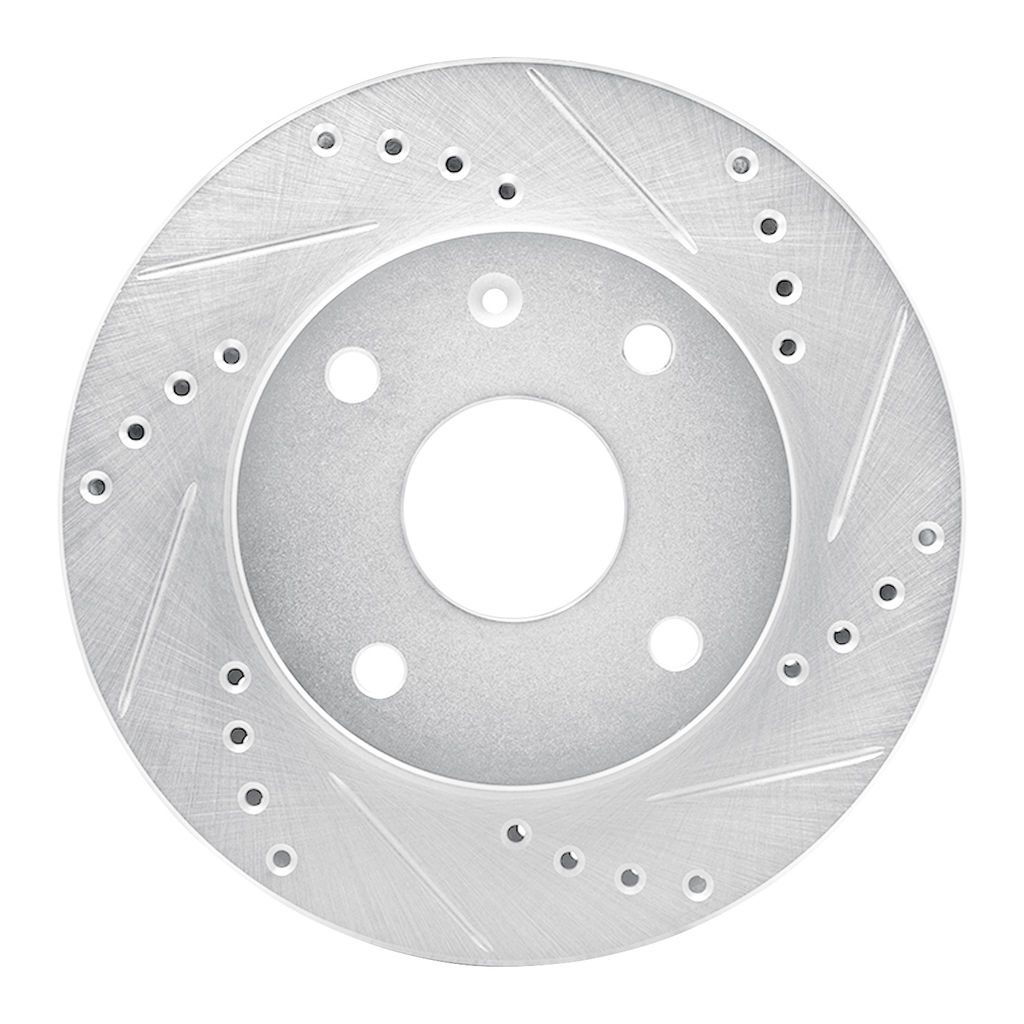 Dynamic Friction 631-01010R - Drilled and Slotted Silver Zinc Brake Rotor