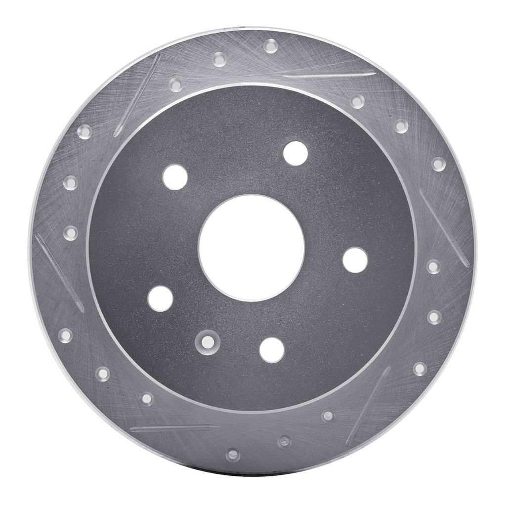 Dynamic Friction 631-18002L - Drilled and Slotted Silver Zinc Brake Rotor