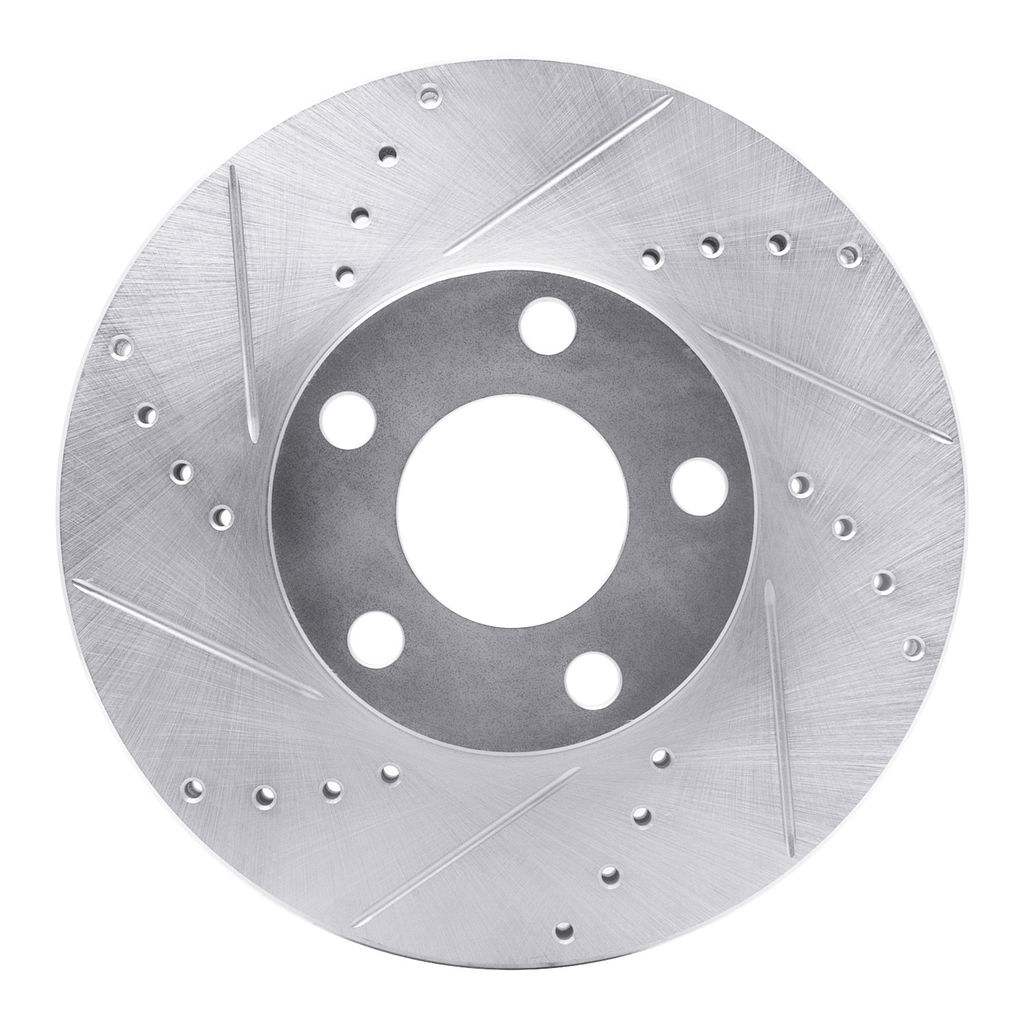 Dynamic Friction 631-74017L - Drilled and Slotted Silver Zinc Brake Rotor