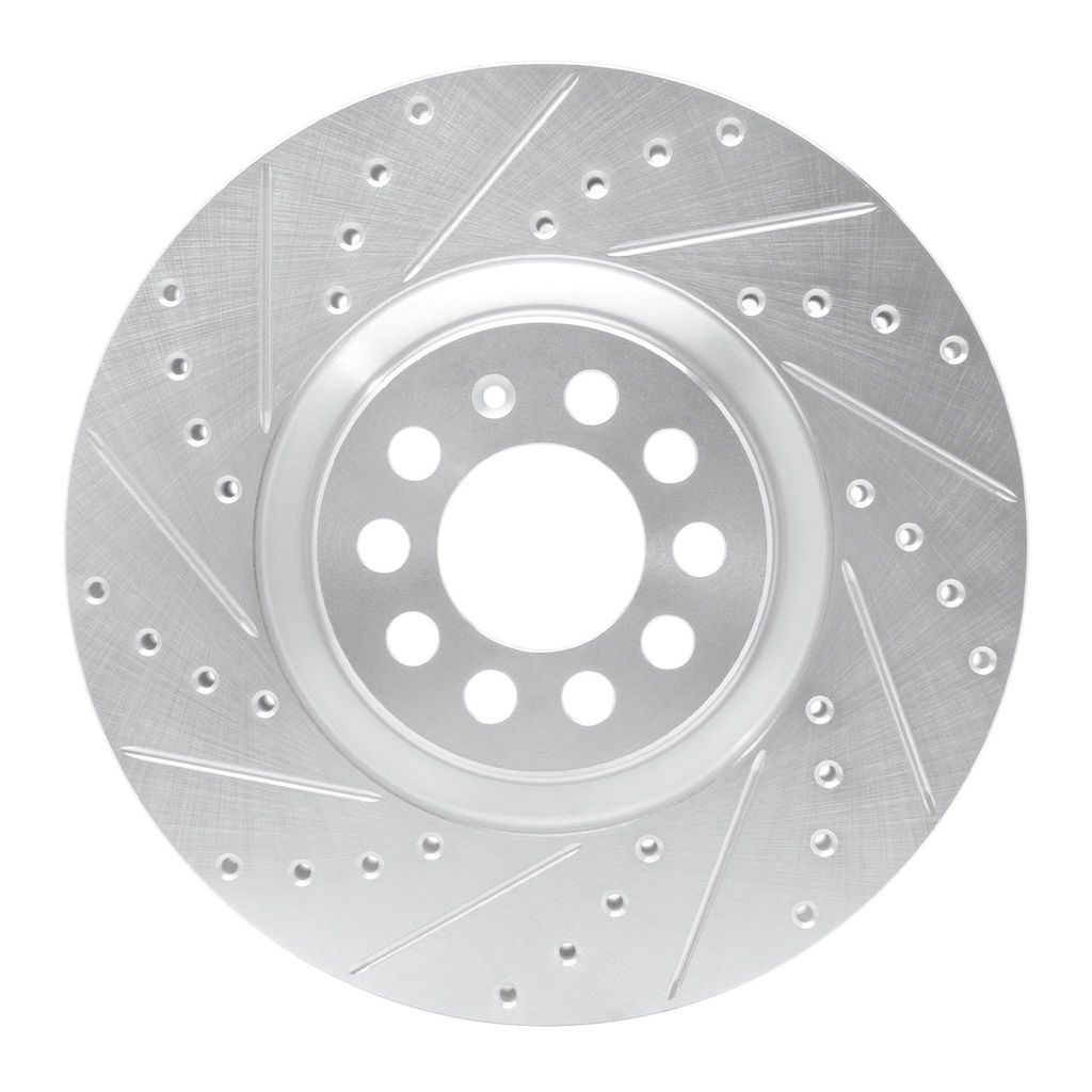 Dynamic Friction 631-74021L - Drilled and Slotted Silver Zinc Brake Rotor