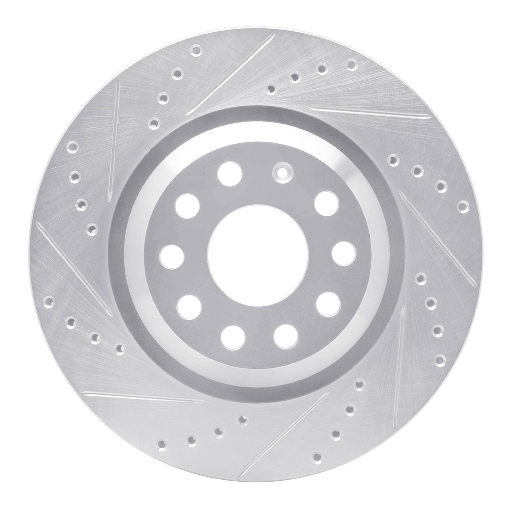 Dynamic Friction 631-74030L - Drilled and Slotted Silver Zinc Brake Rotor