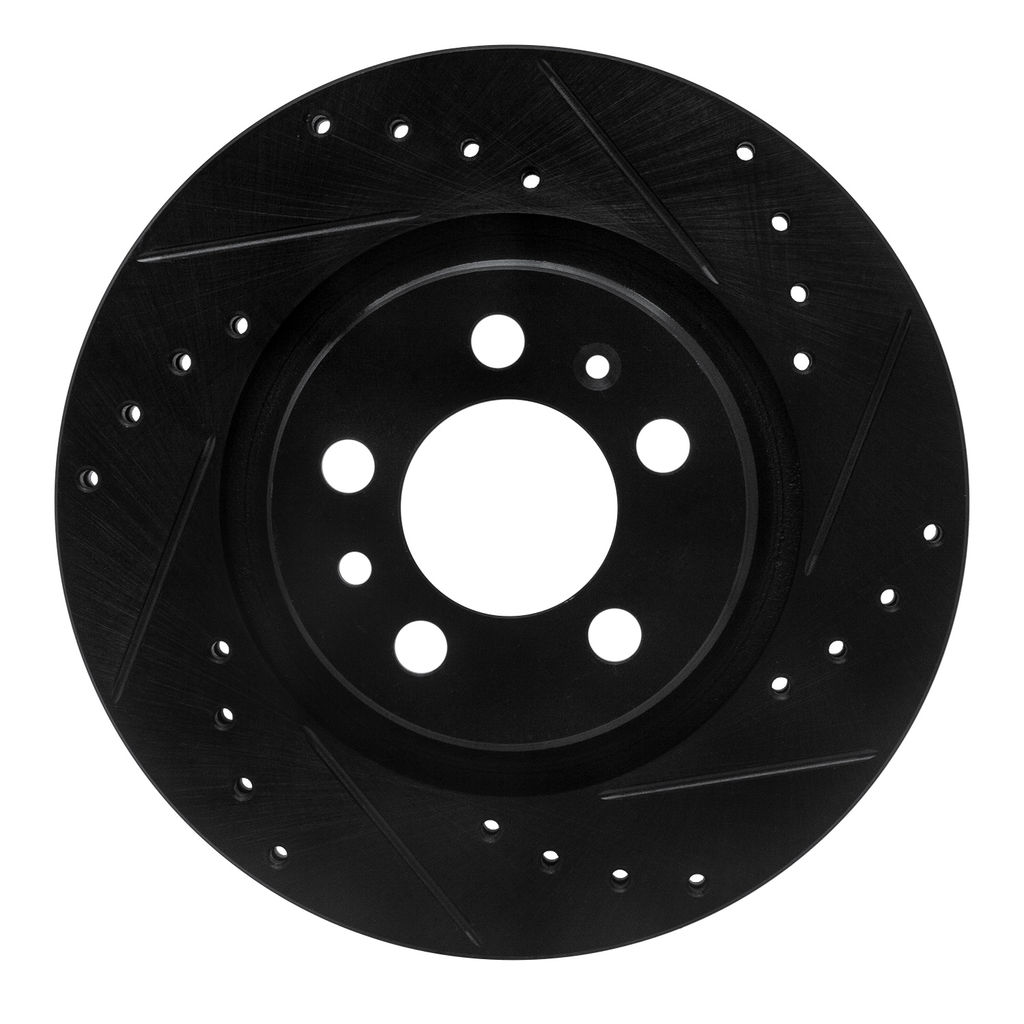 Dynamic Friction 633-74016R - Drilled and Slotted Black Zinc Brake Rotor