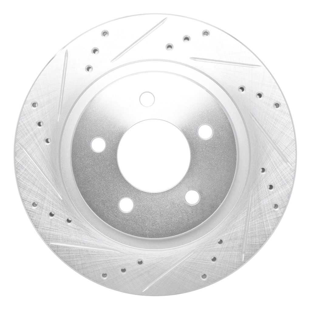Dynamic Friction 631-40018L - Drilled and Slotted Silver Zinc Brake Rotor