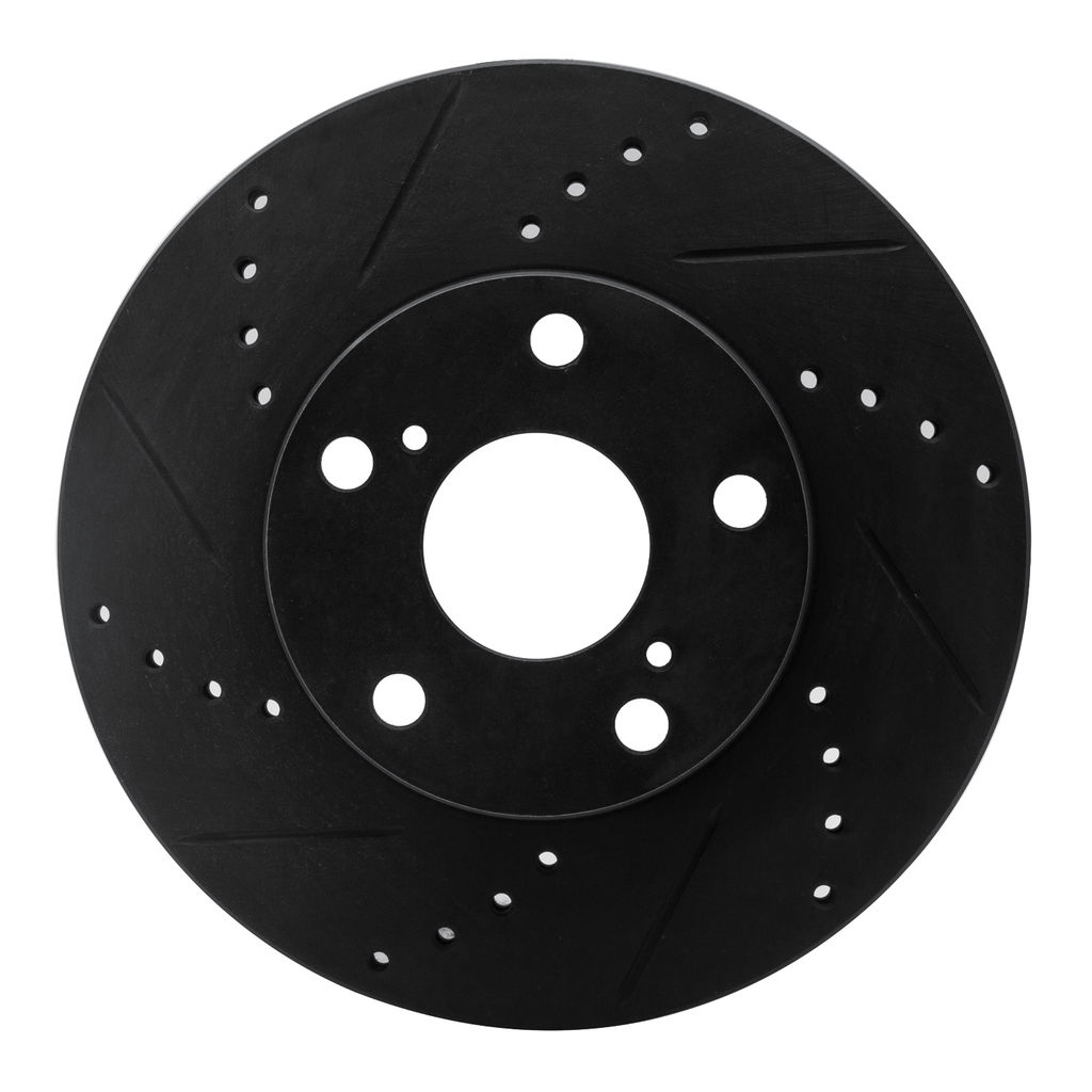 Dynamic Friction 633-76133L - Drilled and Slotted Black Zinc Brake Rotor