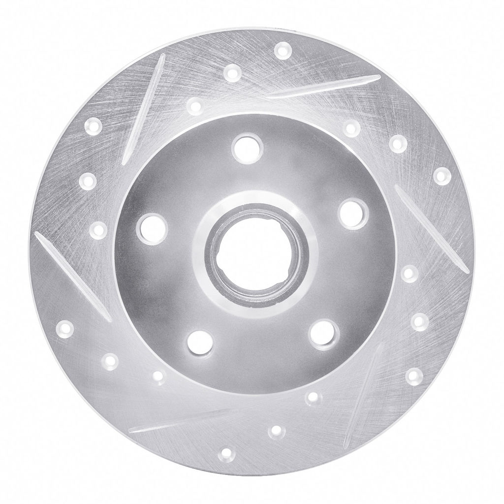 Dynamic Friction 631-74010L - Drilled and Slotted Silver Zinc Brake Rotor