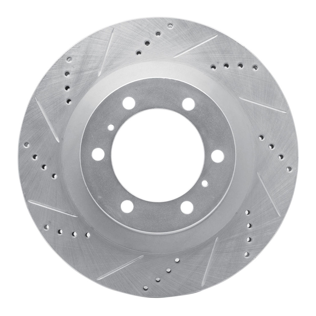 Dynamic Friction 631-76142L - Drilled and Slotted Silver Zinc Brake Rotor