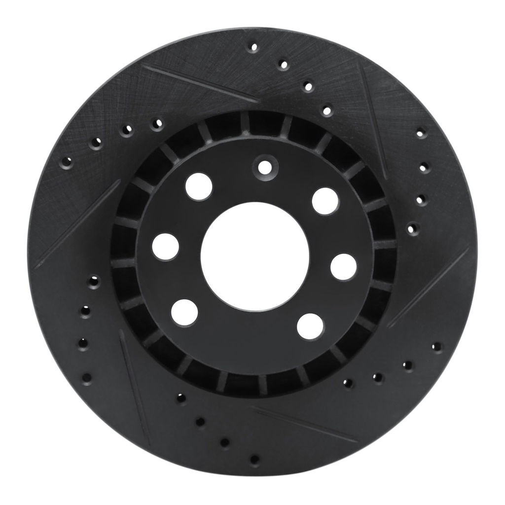 Dynamic Friction 633-18000R - Drilled and Slotted Black Zinc Brake Rotor