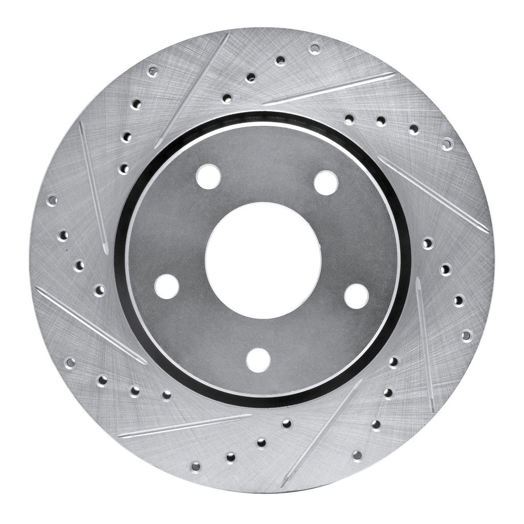 Dynamic Friction 631-40107L - Drilled and Slotted Silver Zinc Brake Rotor