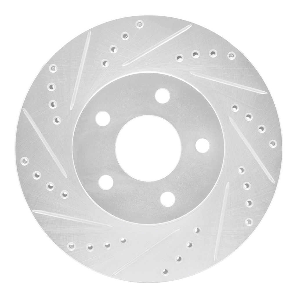 Dynamic Friction 631-47036L - Drilled and Slotted Silver Zinc Brake Rotor