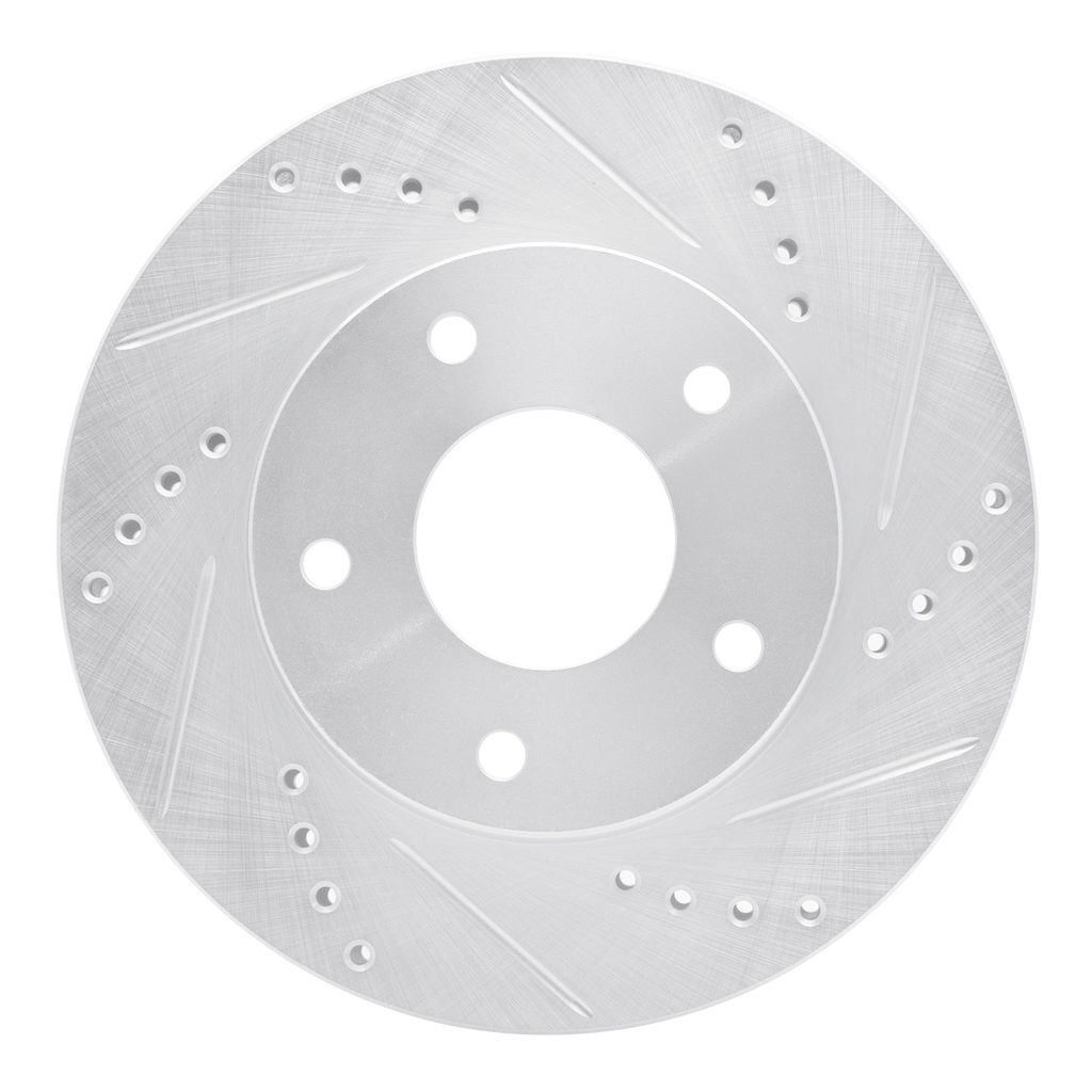 Dynamic Friction 631-48034R - Drilled and Slotted Silver Zinc Brake Rotor