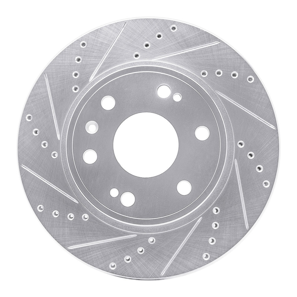 Dynamic Friction 631-48091L - Drilled and Slotted Silver Zinc Brake Rotor