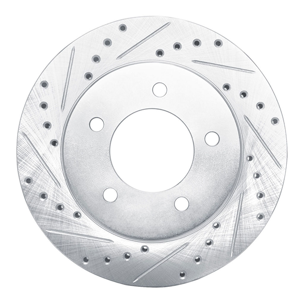 Dynamic Friction 631-54176L - Drilled and Slotted Silver Zinc Brake Rotor