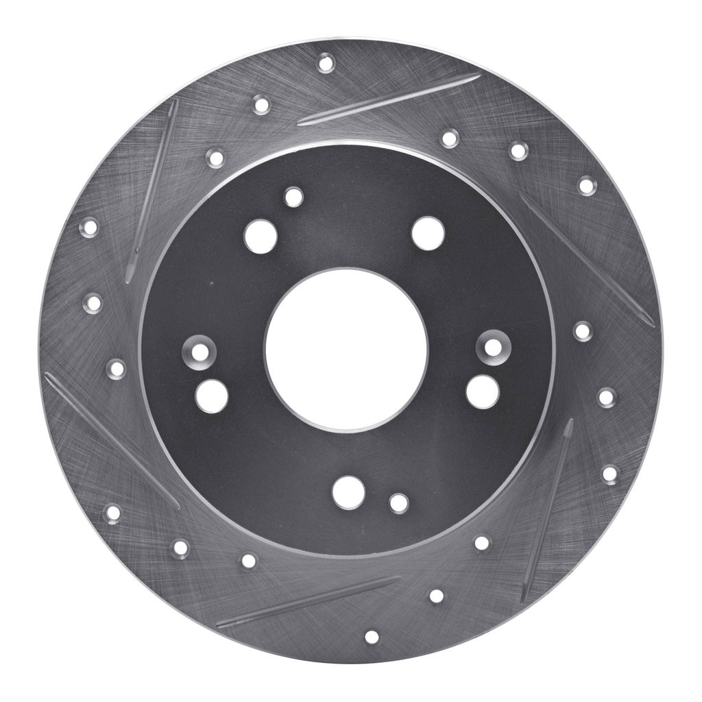 Dynamic Friction 631-59026L - Drilled and Slotted Silver Zinc Brake Rotor