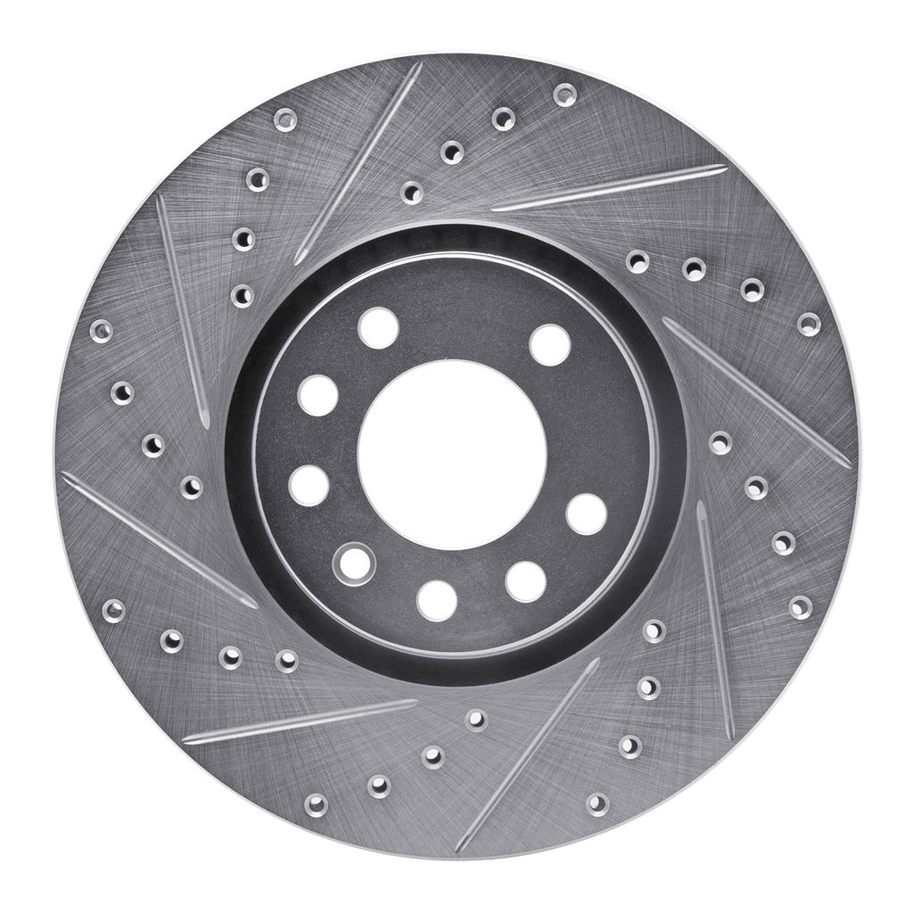 Dynamic Friction 631-65013L - Drilled and Slotted Silver Zinc Brake Rotor