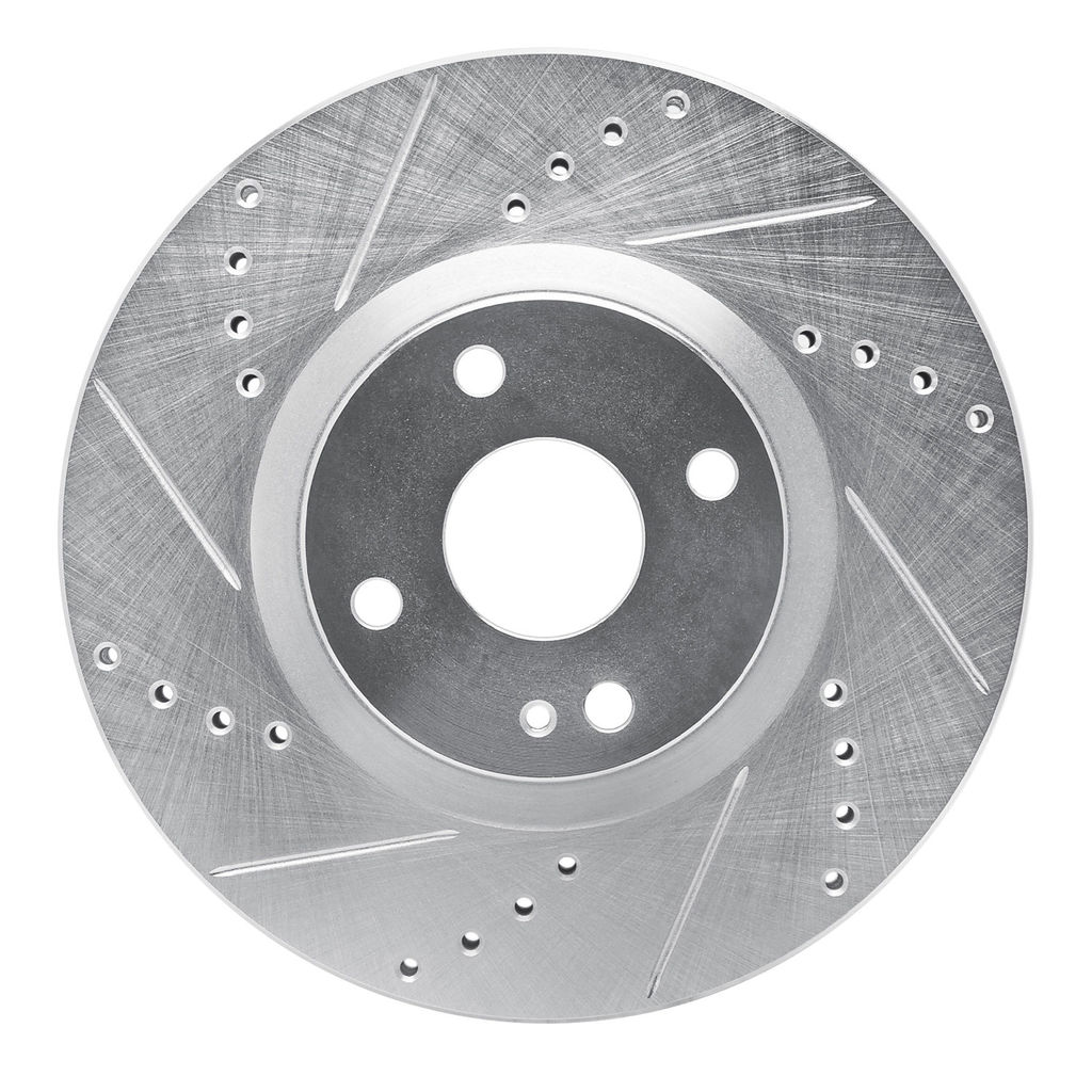 Dynamic Friction 631-80074L - Drilled and Slotted Silver Zinc Brake Rotor