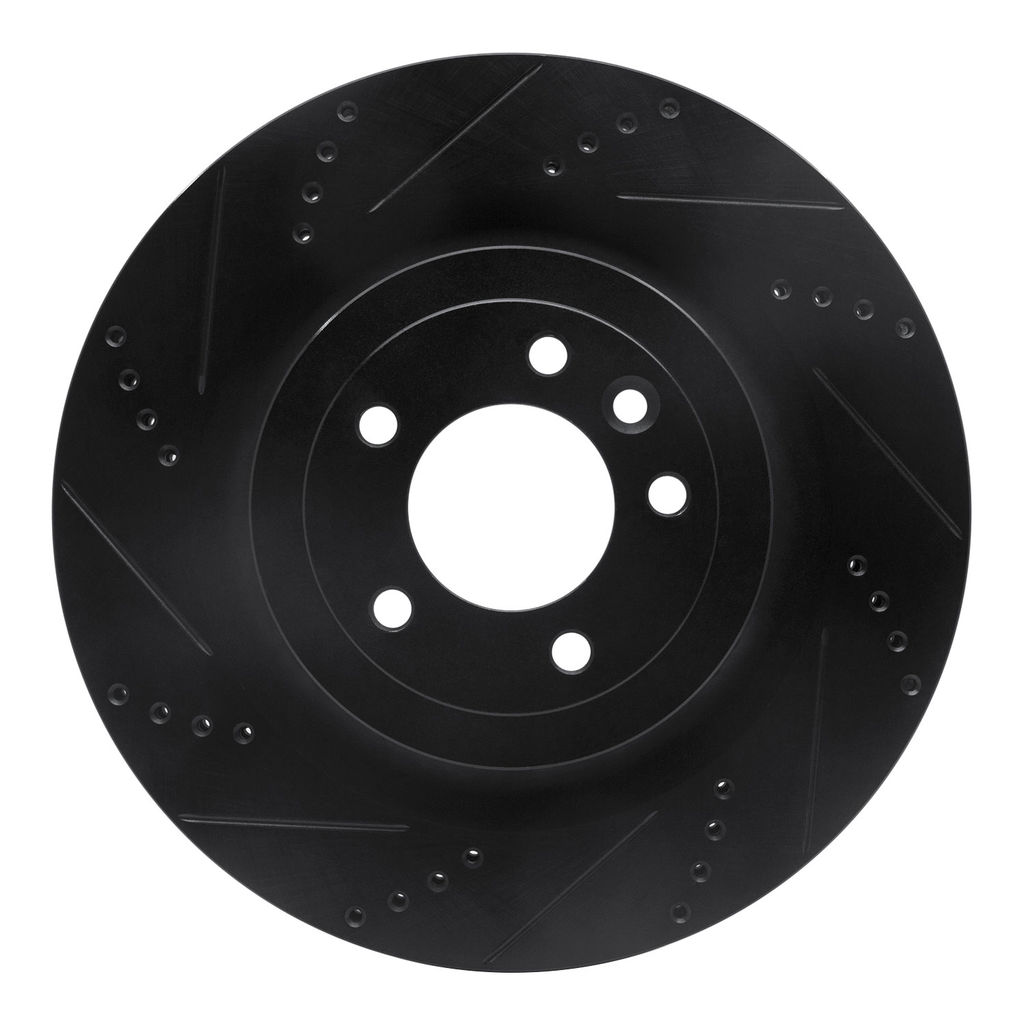 Dynamic Friction 633-11023L - Drilled and Slotted Black Zinc Brake Rotor