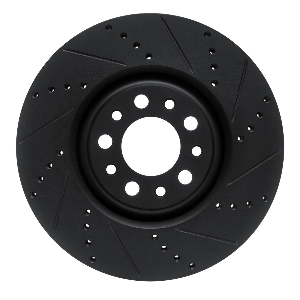 Dynamic Friction 633-16012R - Drilled and Slotted Black Zinc Brake Rotor