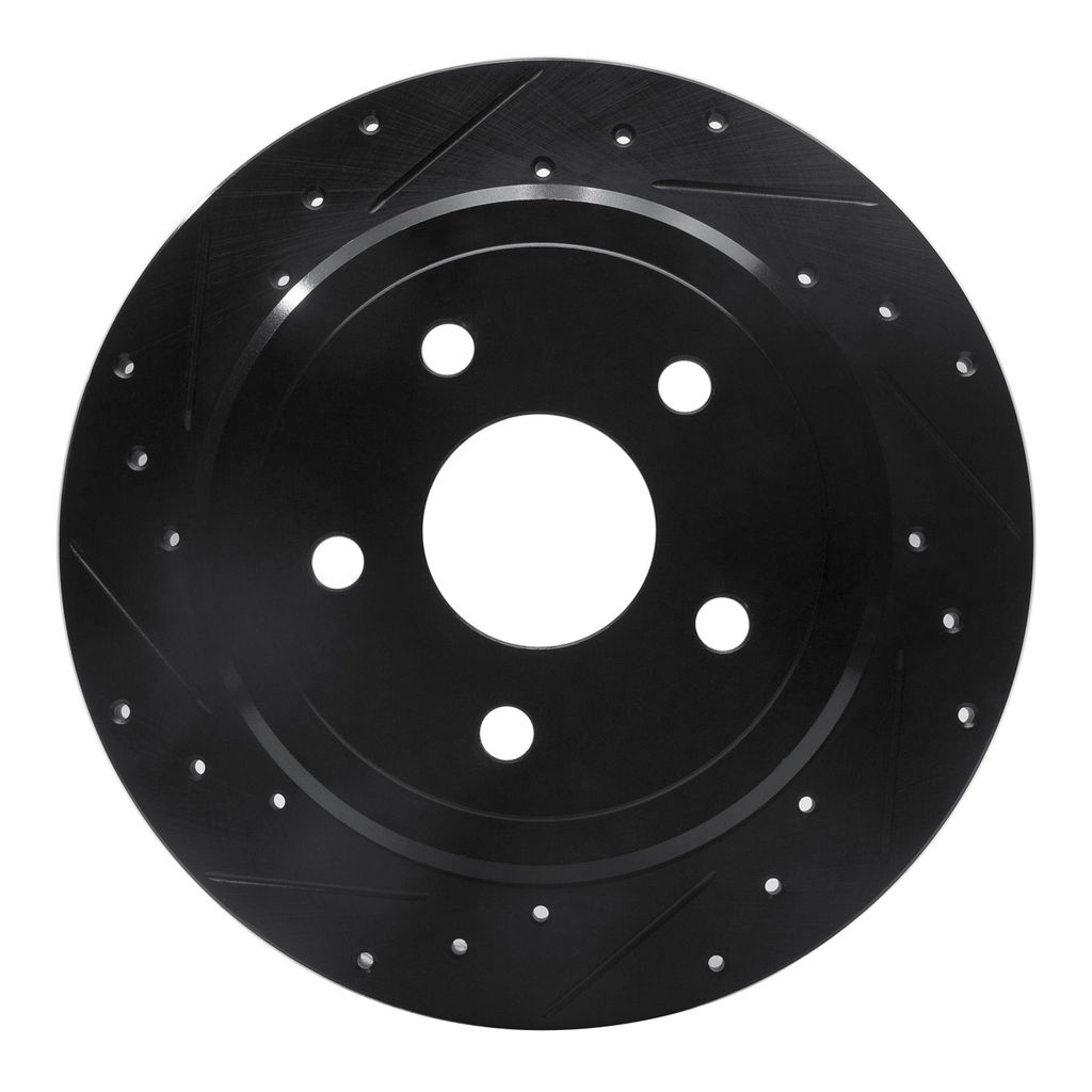 Dynamic Friction 633-42001L - Drilled and Slotted Black Zinc Brake Rotor
