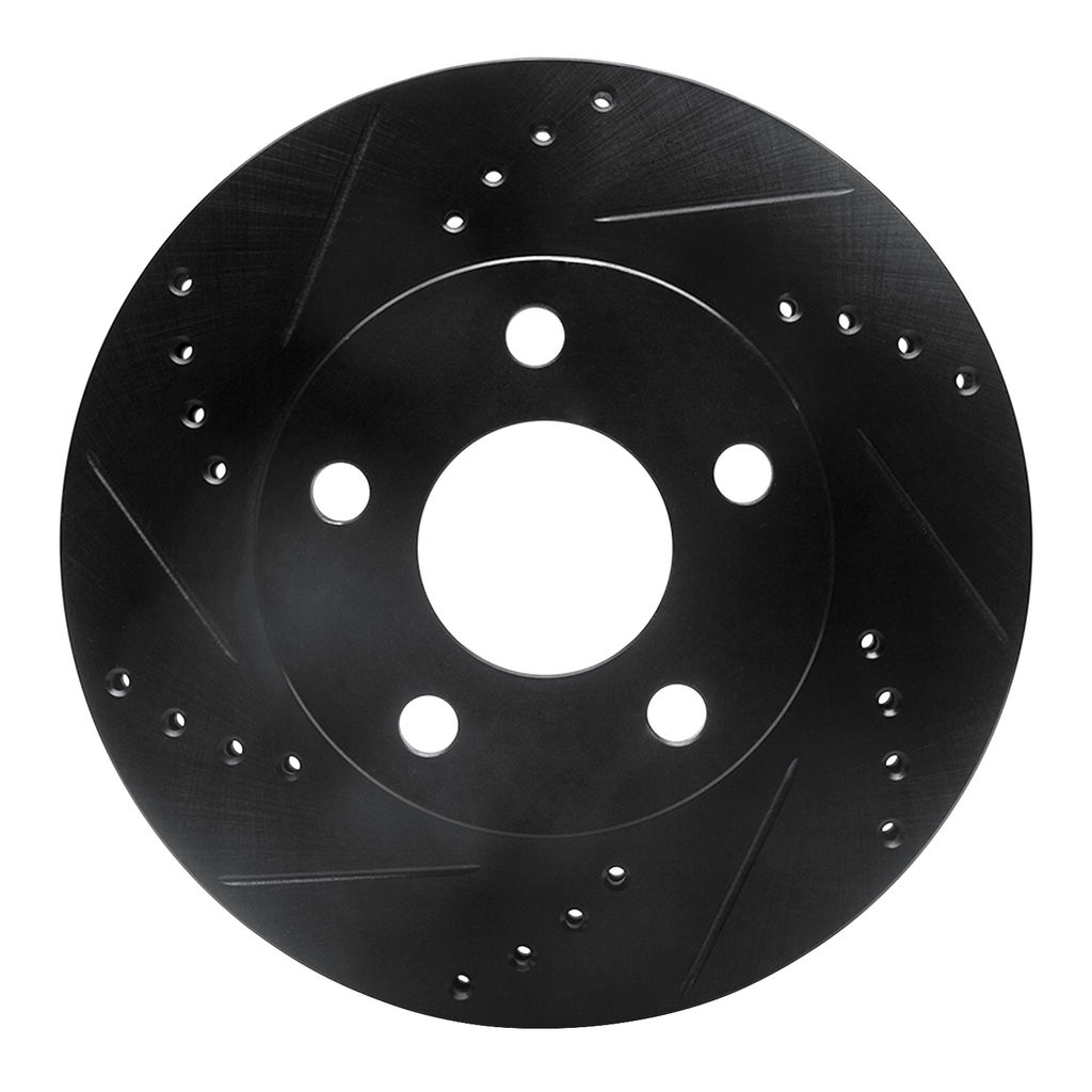 Dynamic Friction 633-47028L - Drilled and Slotted Black Zinc Brake Rotor