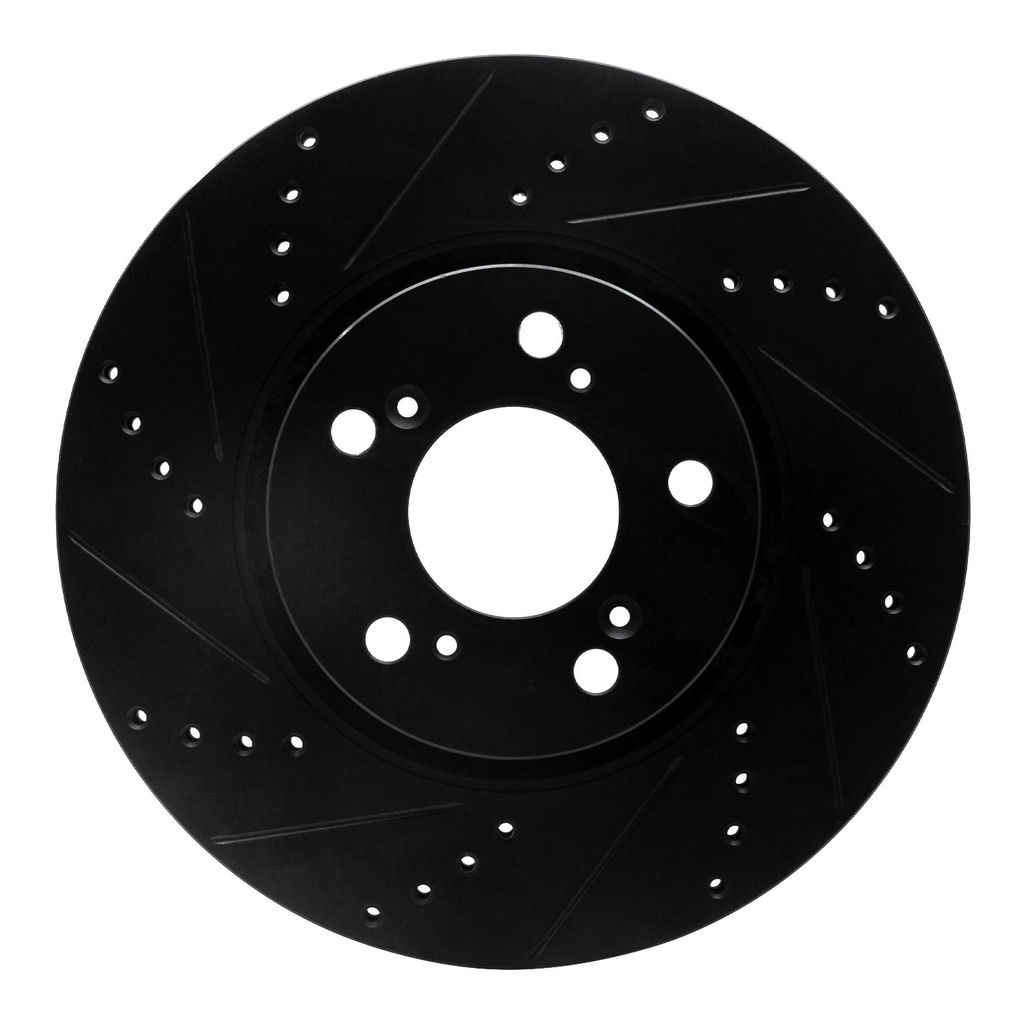 Dynamic Friction 633-58025L - Drilled and Slotted Black Zinc Brake Rotor