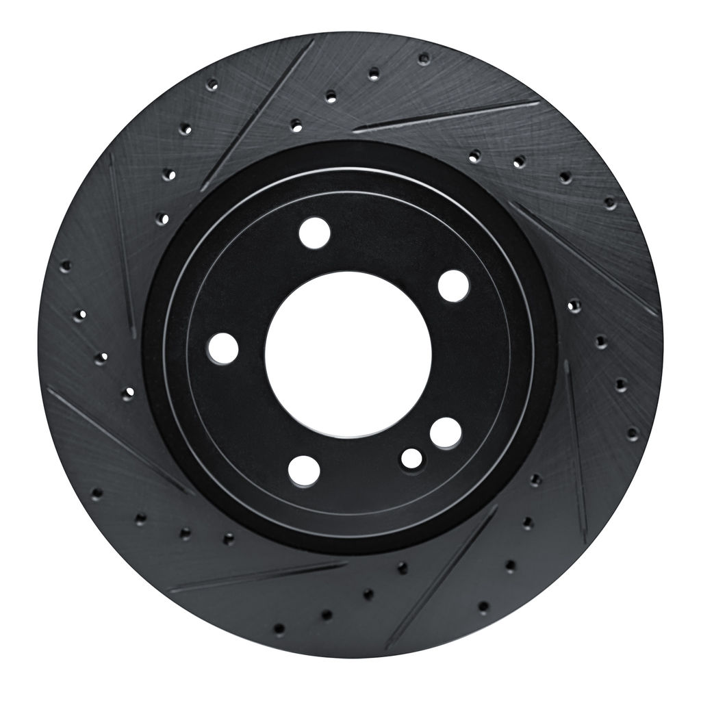 Dynamic Friction 633-63177L - Drilled and Slotted Black Zinc Brake Rotor