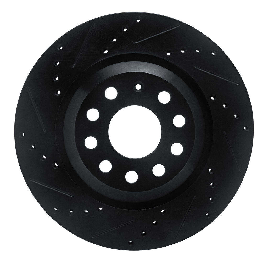 Dynamic Friction 633-74030L - Drilled and Slotted Black Zinc Brake Rotor