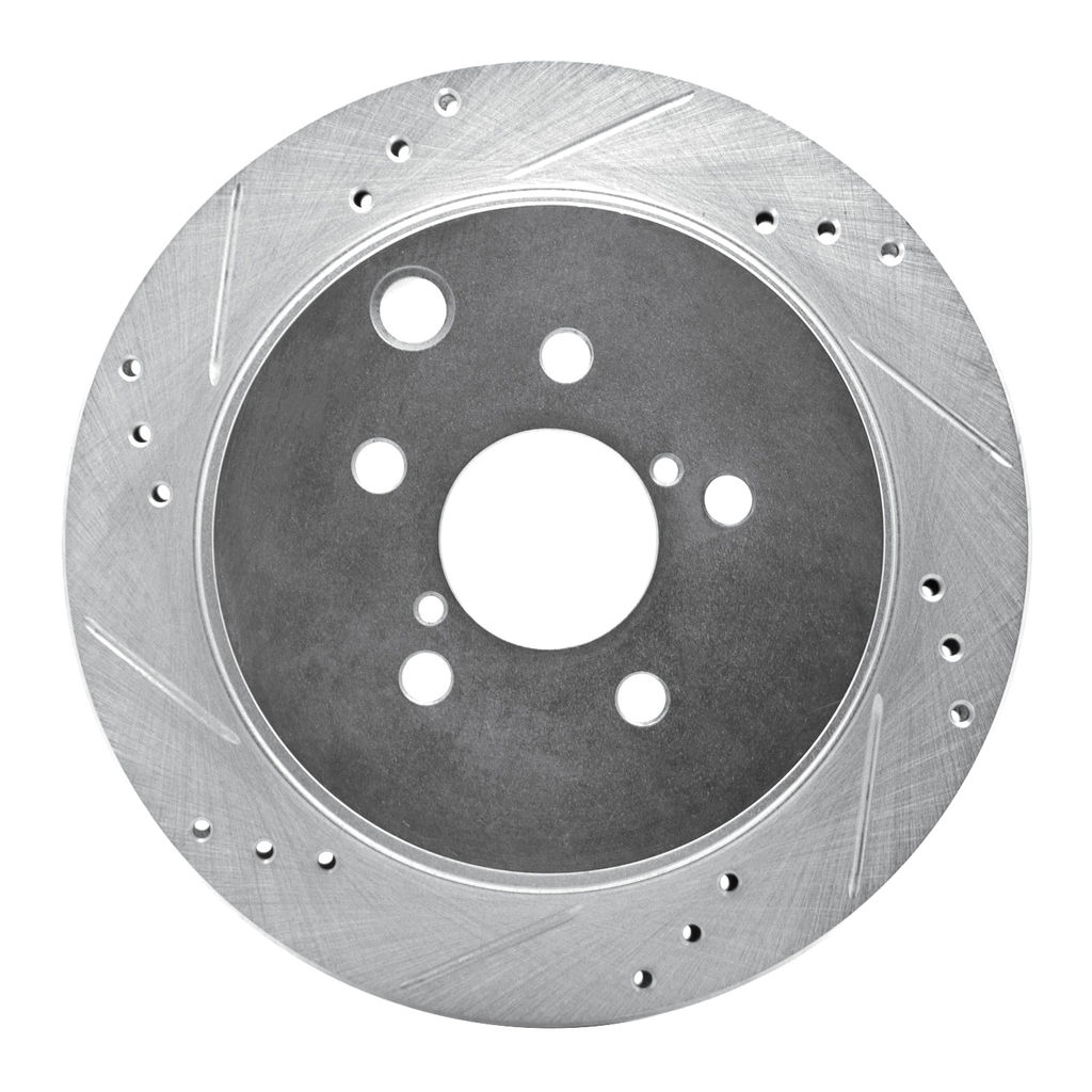 Dynamic Friction 631-13027L - Drilled and Slotted Silver Zinc Brake Rotor