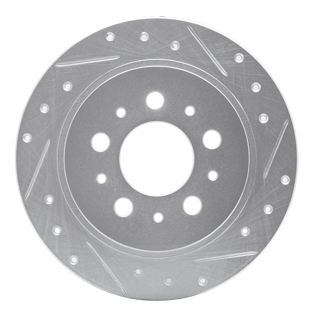 Dynamic Friction 631-27014R - Drilled and Slotted Silver Zinc Brake Rotor