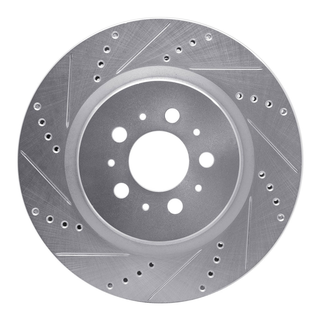 Dynamic Friction 631-27032L - Drilled and Slotted Silver Zinc Brake Rotor