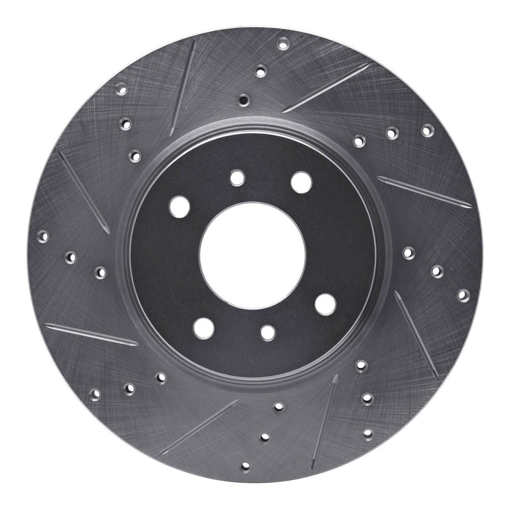 Dynamic Friction 631-67054L - Drilled and Slotted Silver Zinc Brake Rotor