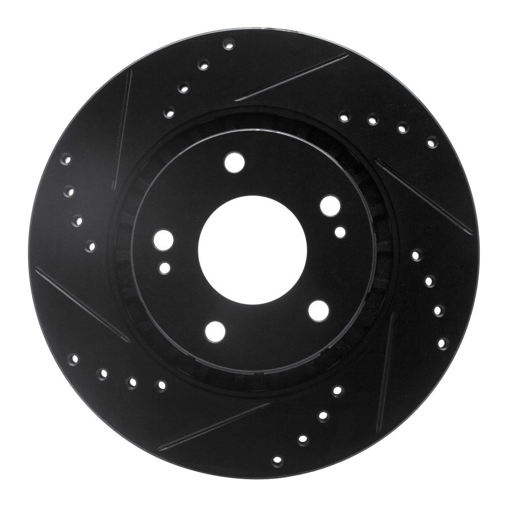 Dynamic Friction 633-72044L - Drilled and Slotted Black Zinc Brake Rotor