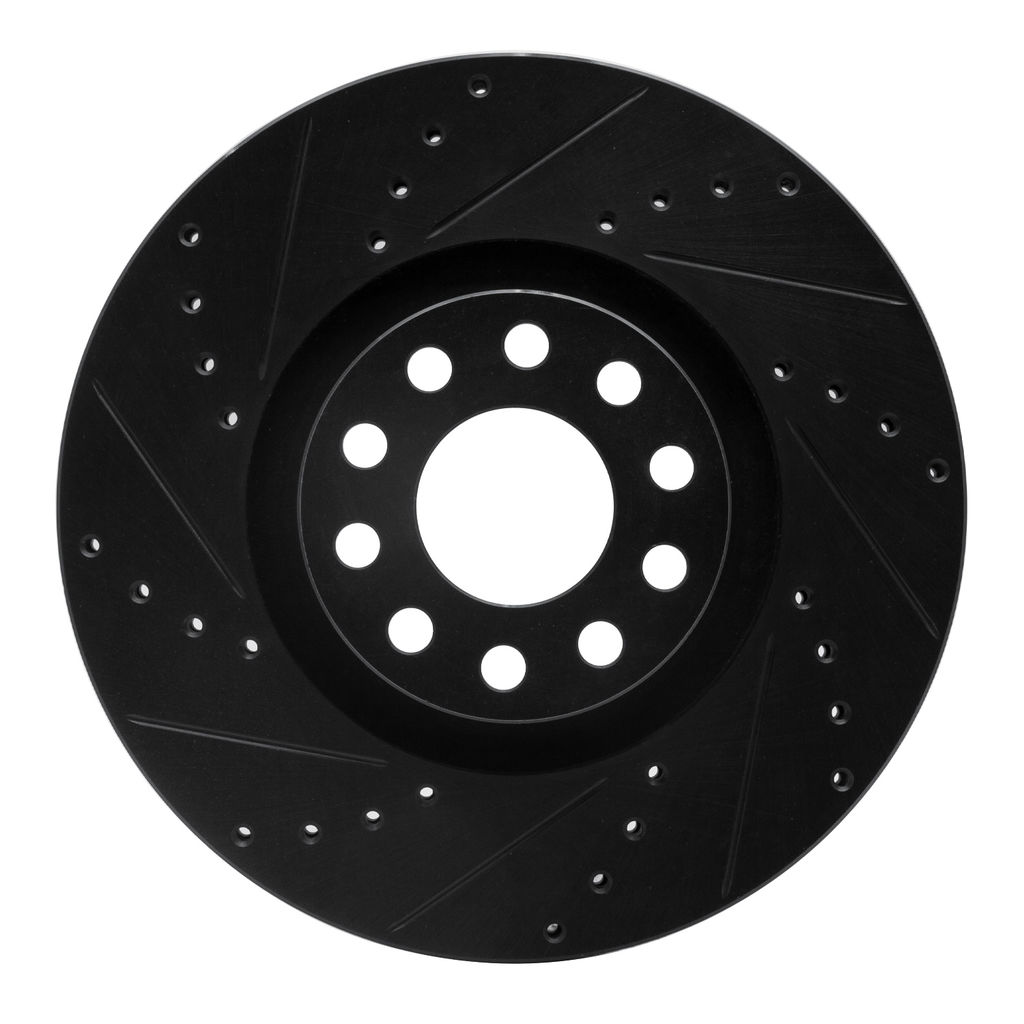 Dynamic Friction 633-74024L - Drilled and Slotted Black Zinc Brake Rotor