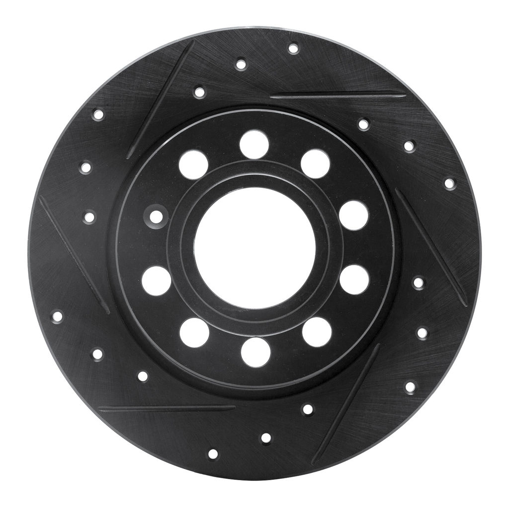 Dynamic Friction 633-74033L - Drilled and Slotted Black Zinc Brake Rotor