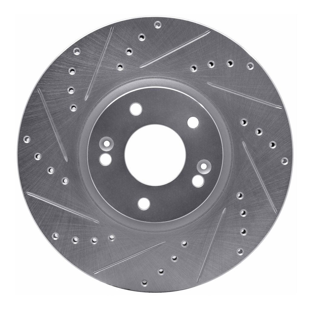 Dynamic Friction 631-03047L - Drilled and Slotted Silver Zinc Brake Rotor