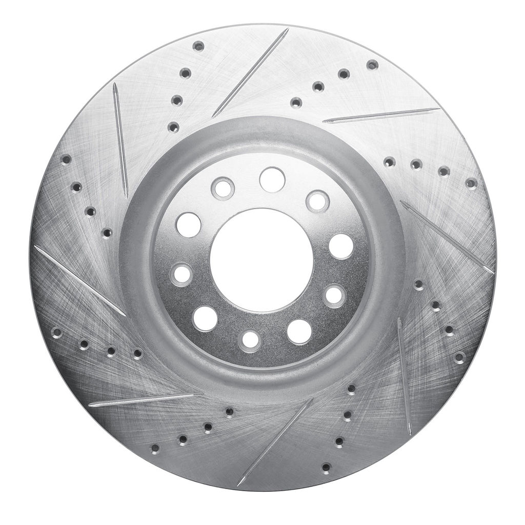 Dynamic Friction 631-16012L - Drilled and Slotted Silver Zinc Brake Rotor