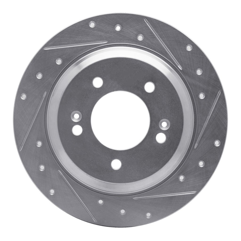 Dynamic Friction 631-21014R - Drilled and Slotted Silver Zinc Brake Rotor