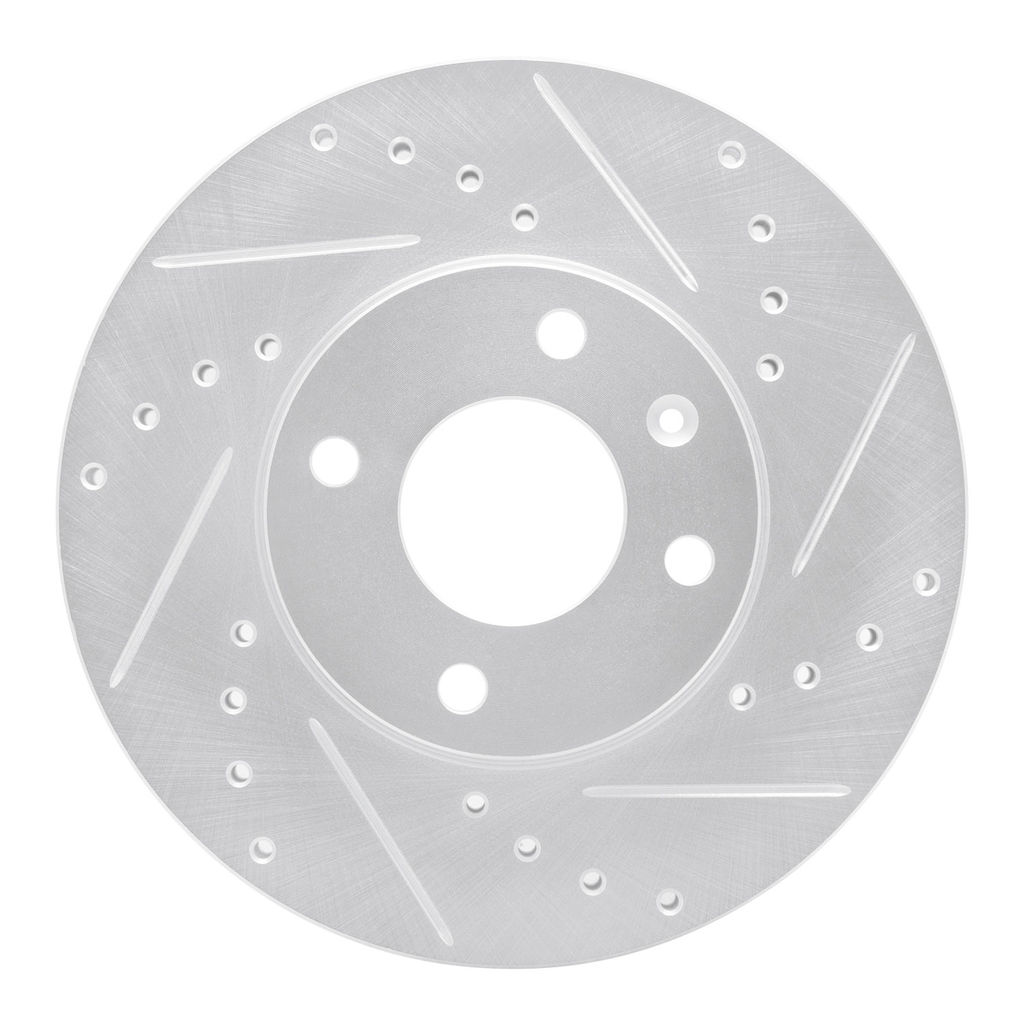 Dynamic Friction 631-47076R - Drilled and Slotted Silver Zinc Brake Rotor